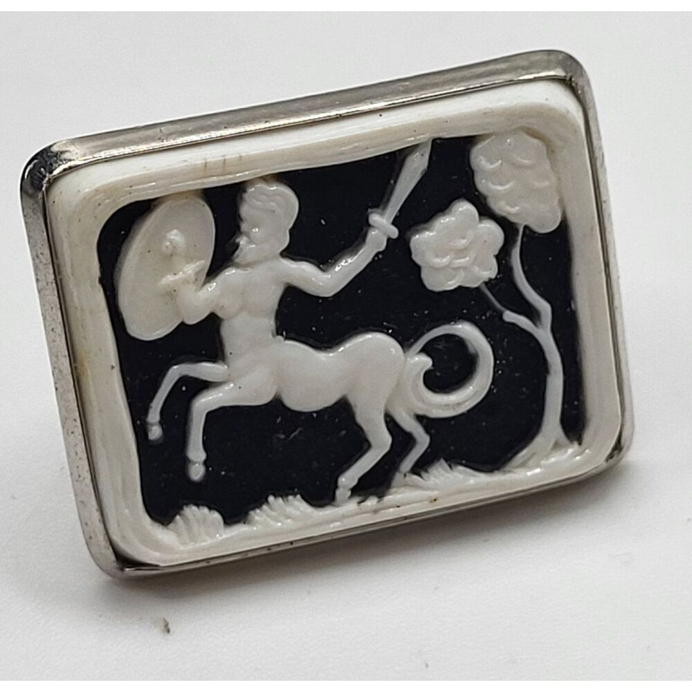Vintage Centaur Cameo Single Cufflink 1.25in by 1in